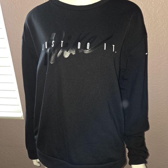 Nike Women's Black and Silver Just Do It Sweatshirt - Picture 2 of 2